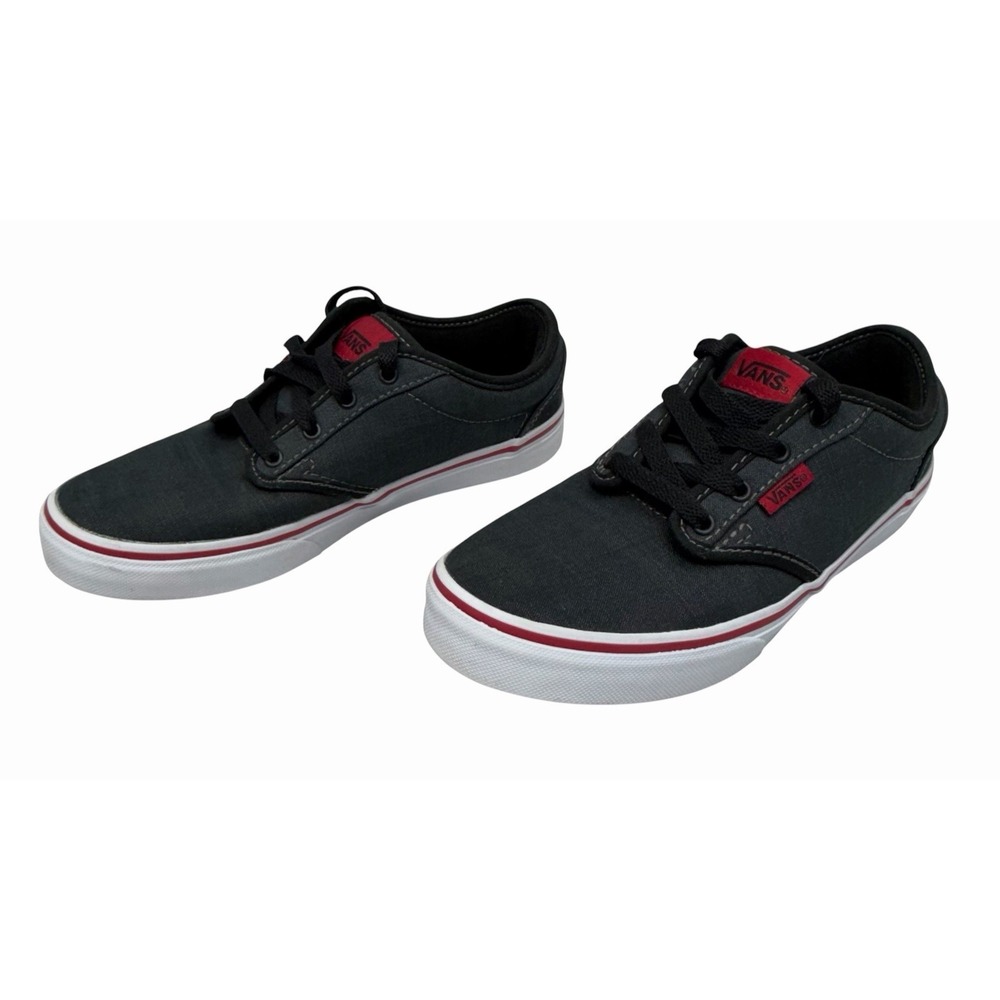 Vans Off The Wall Atwood Shoes Kids 4 Black Red Accent Low Top Skate Sneakers